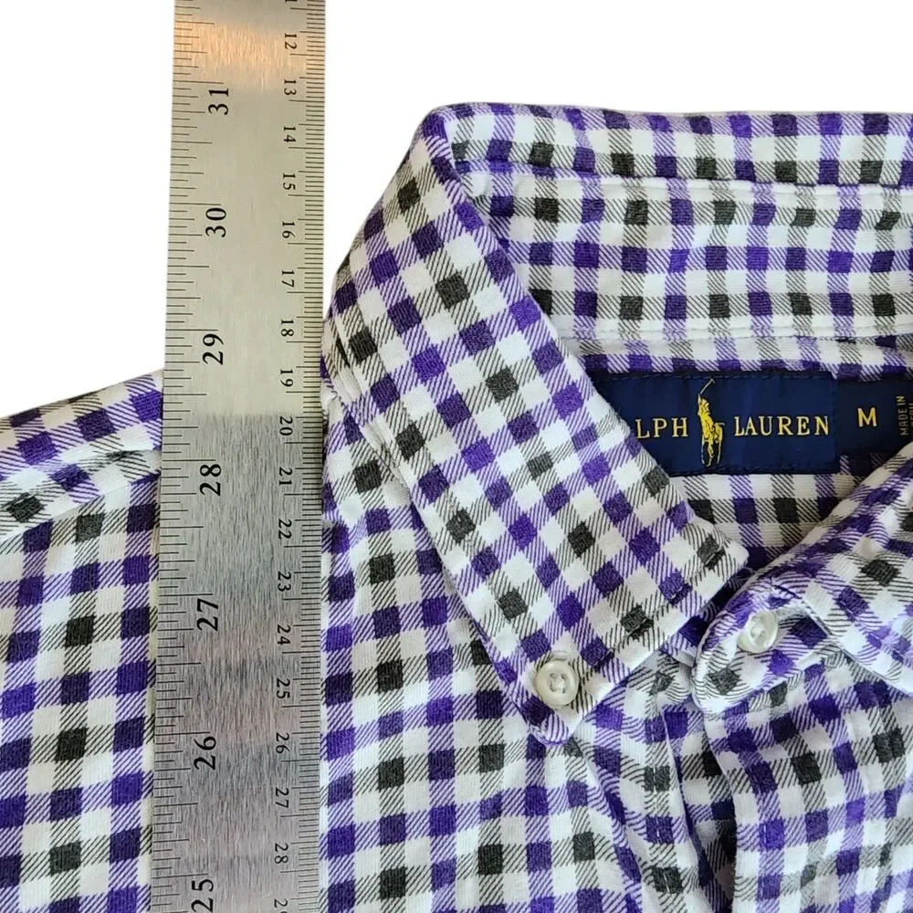 RALPH LAUREN Polo Gingham Check Shirt Pima Cotton Modal Med Made In Peru
